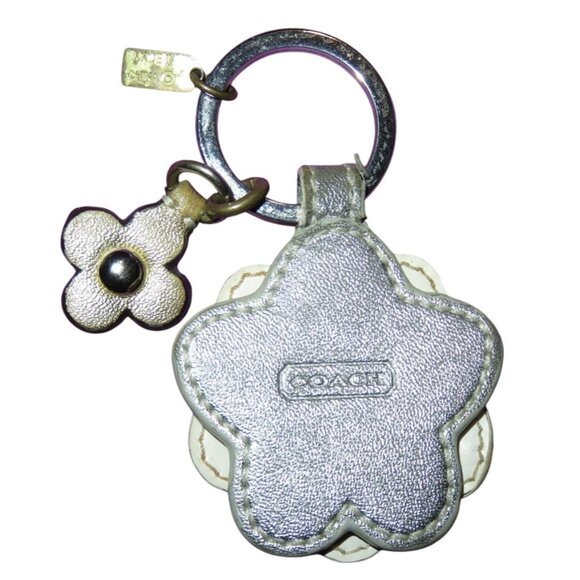 COACH Leather Floral Applique Key FOB Keyring Keychain 64298 - Picture 2 of 2